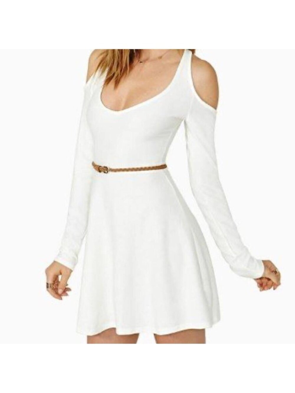 Nasty Gal cream cold shoulder mini dress Size S...